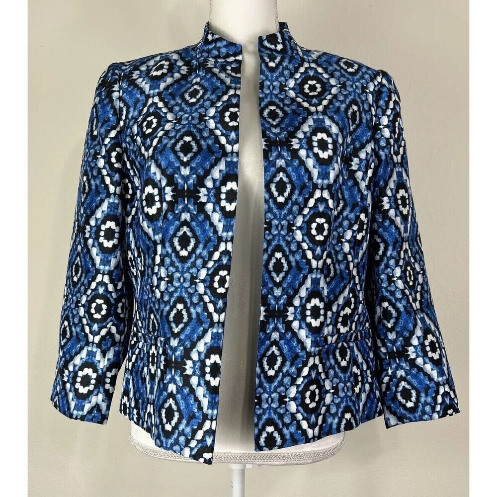 Kasper Cabana Multi Color Geo Print Open Front Ma… - image 1